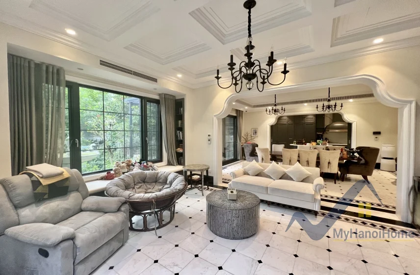 Xem ảnh 3: Ảnh 3: Biệt thự cho thuê Vinhomes Riverside đơn lập nội thất Indochine